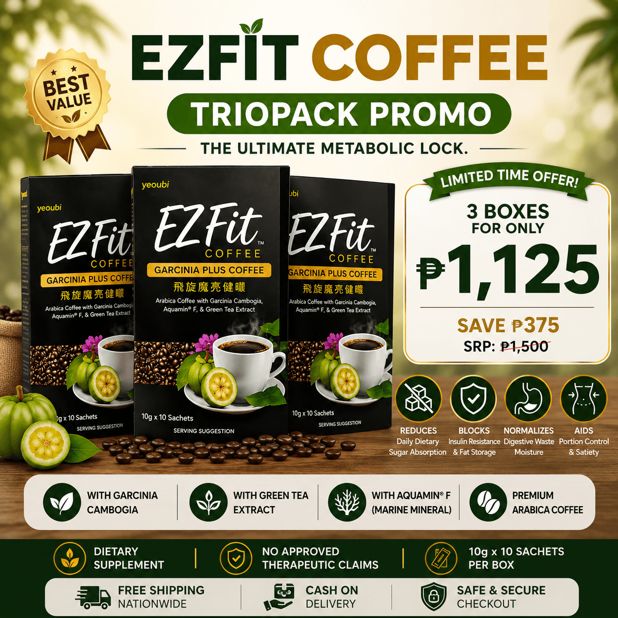 EzFit Slimming Coffee Philippines | Garcinia Weight Management Coffee | SME Organics