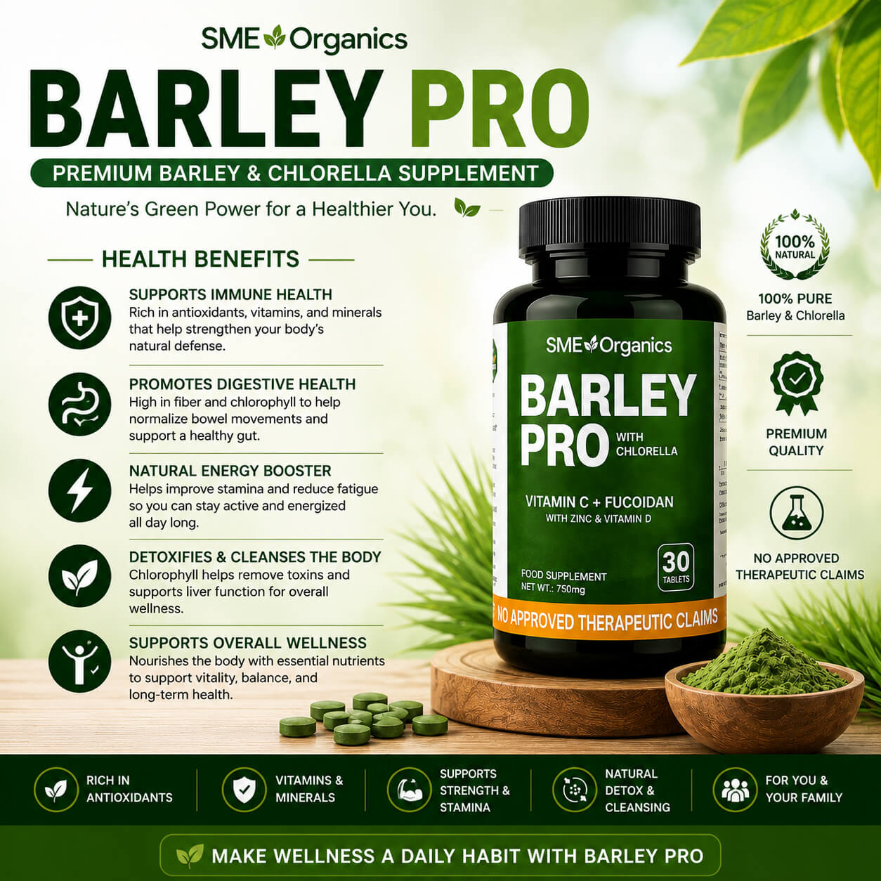 Barley Pro herbal supplement benefits available at SME Organics Philippines