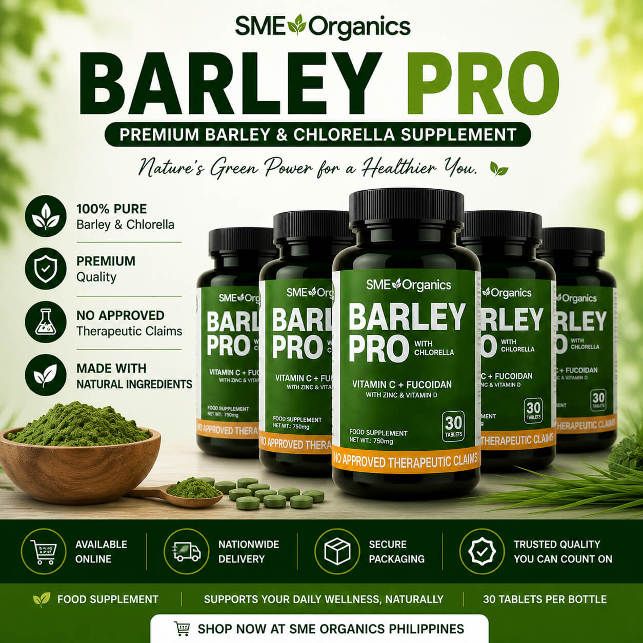 Barley Pro bottles available online at SME Organics Philippines