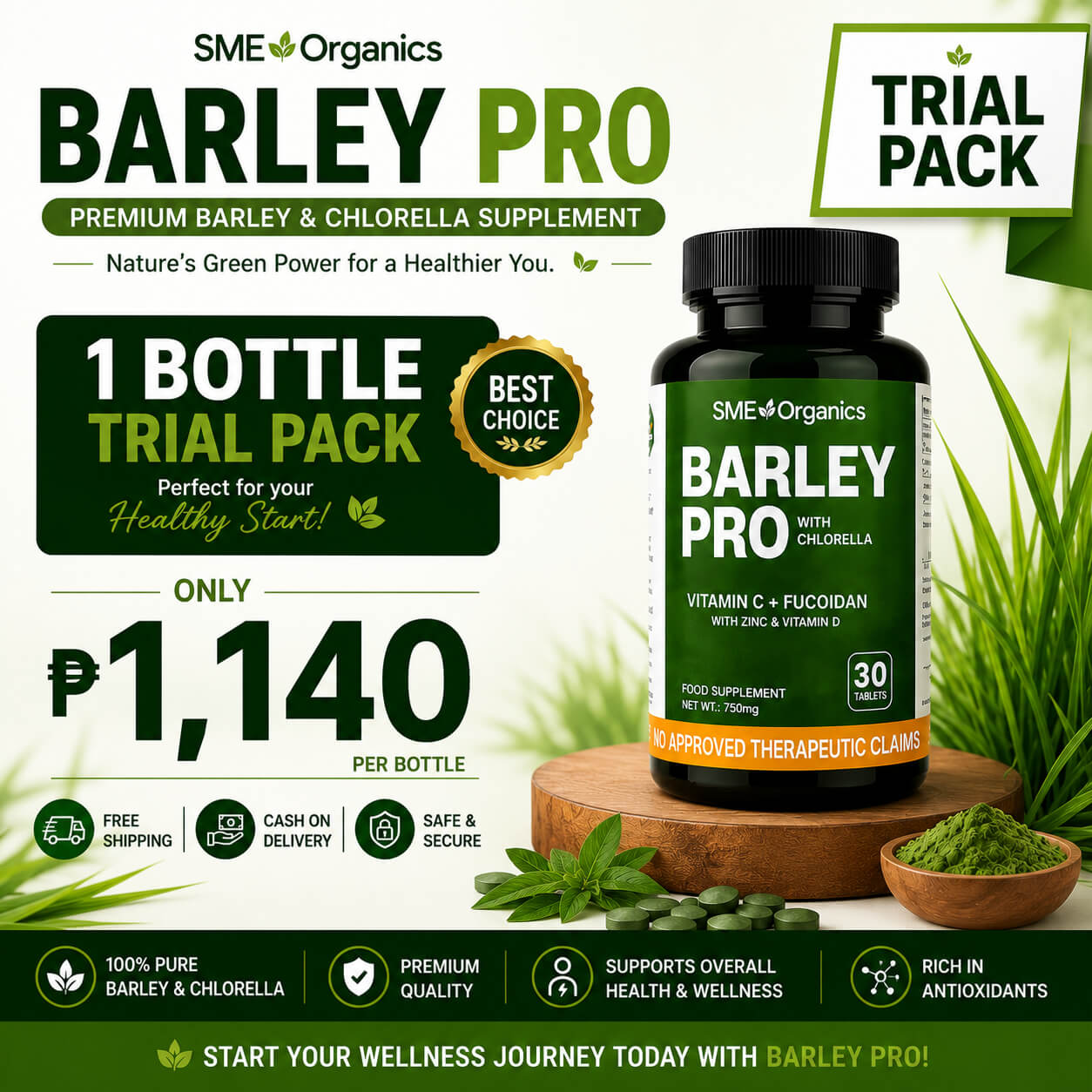 Barley Pro Philippines | Premium Barley & Chlorella Supplement | SME Organics