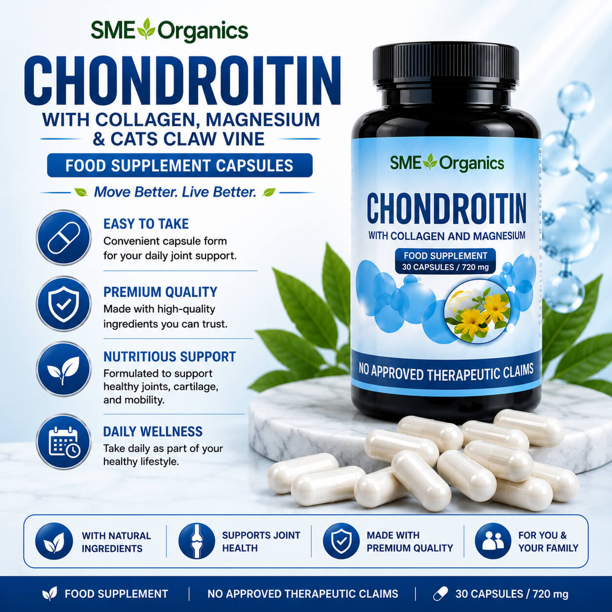 Chondroitin food supplement capsules