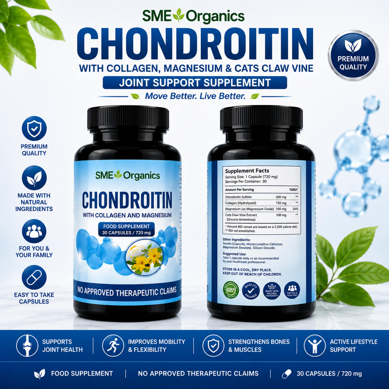 Chondroitin supplement bottle and packaging