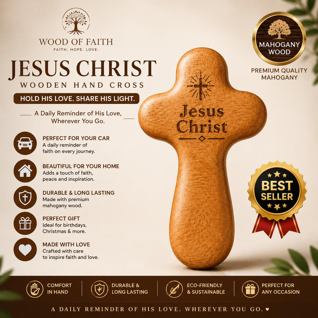 Cross of Faith handcrafted wooden cross for car and home