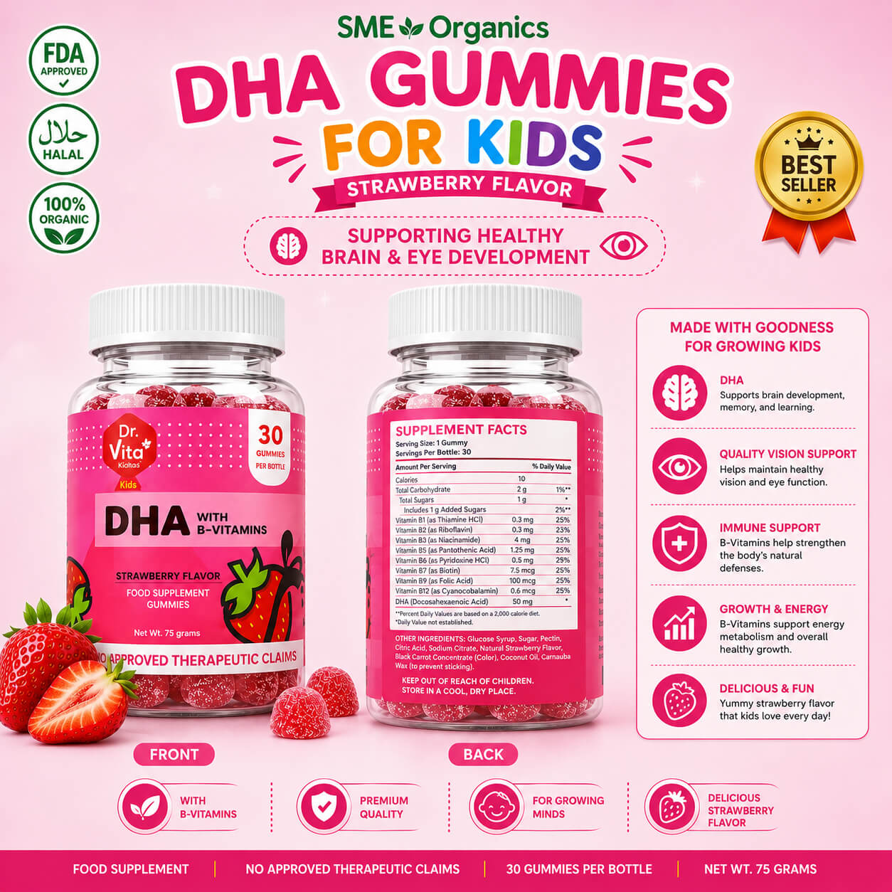DHA Gummies for Kids bottles available at SME Organics Philippines