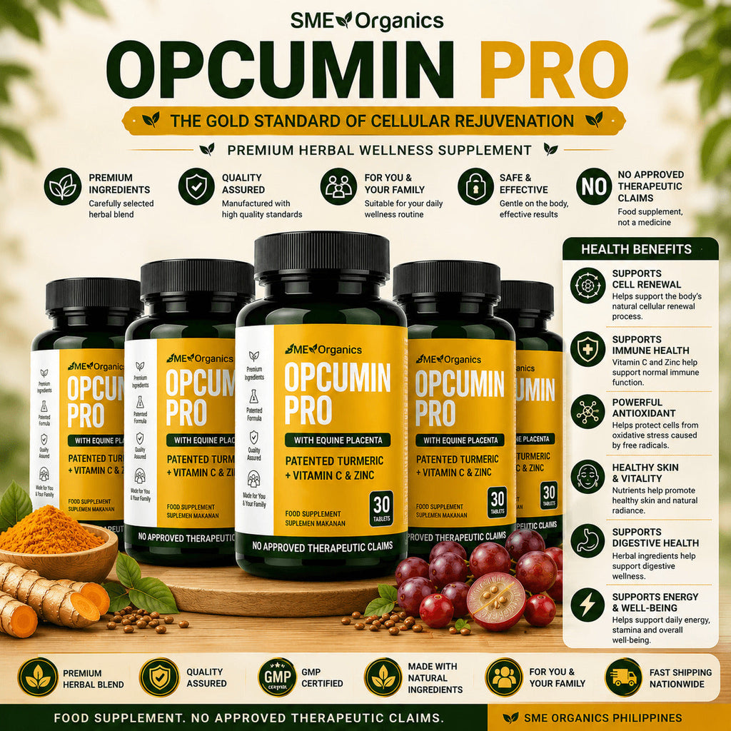 Opcumin Pro herbal supplement bottles available at SME Organics Philippines