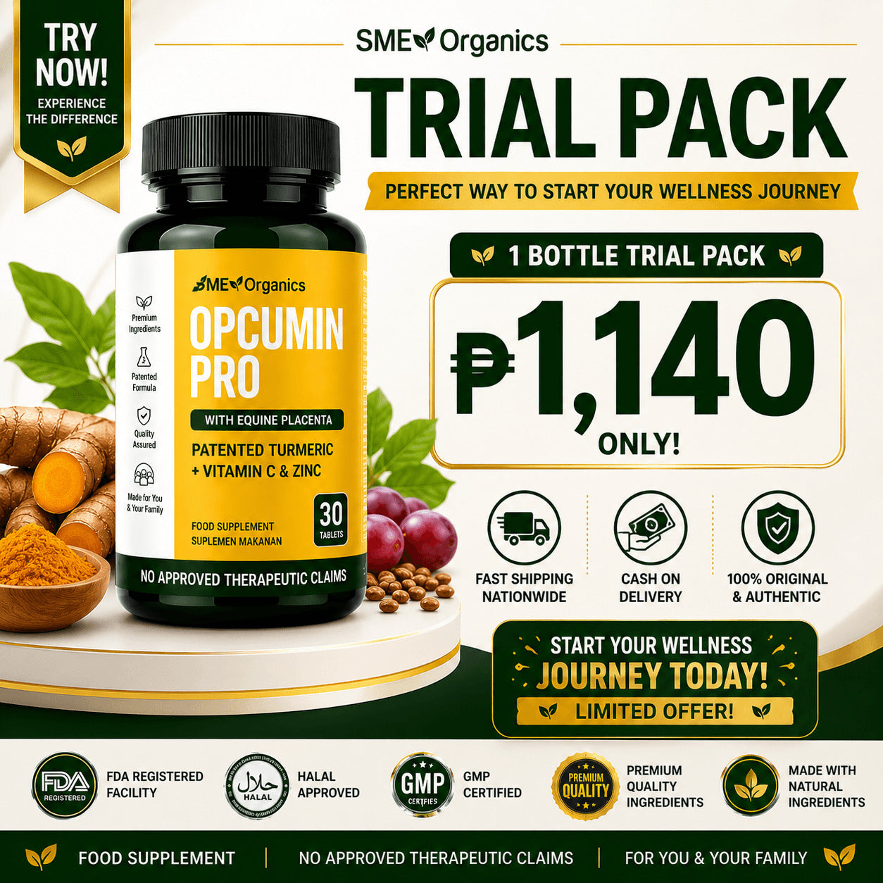 Opcumin Pro | Premium Herbal Food Supplement for Daily Wellness | SME Organics