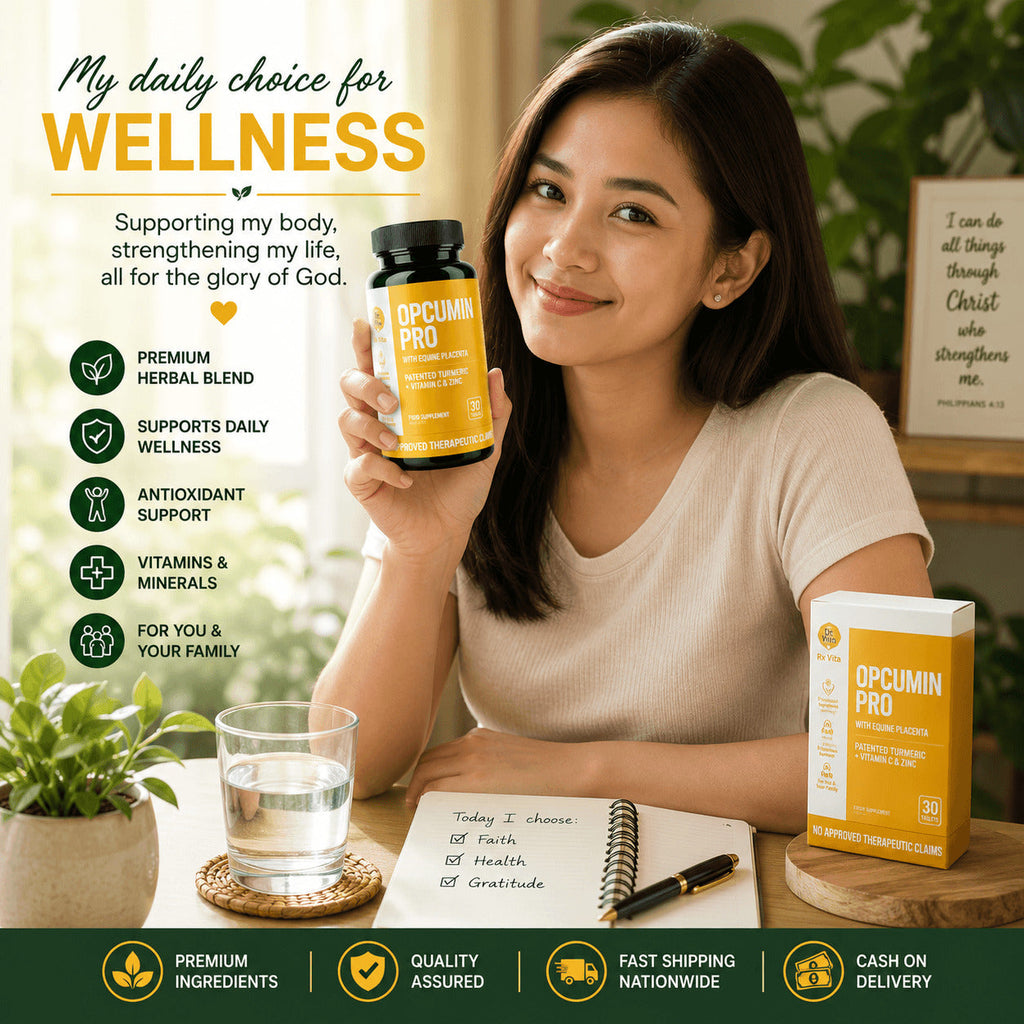 Woman holding Opcumin Pro as part of her daily wellness routine