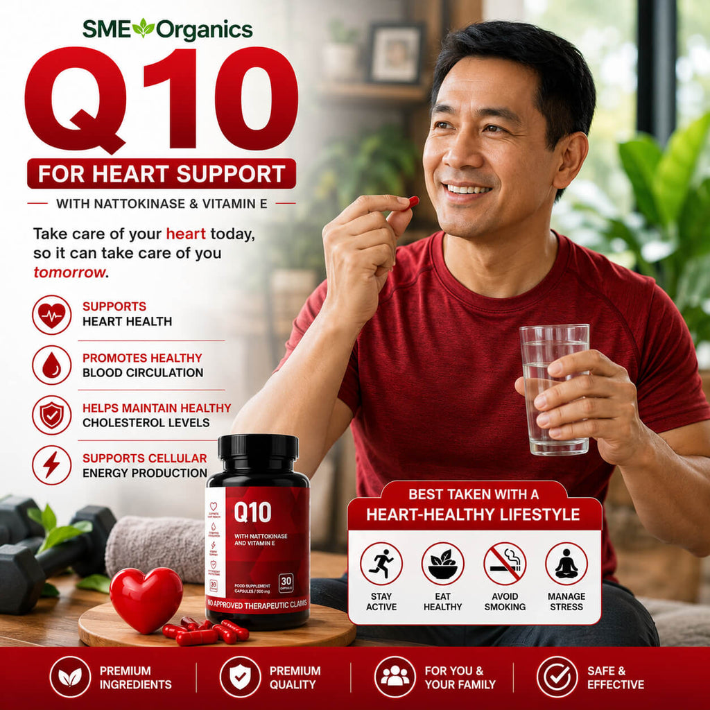 Adult taking Q10 for Heart as part of a heart-healthy lifestyle