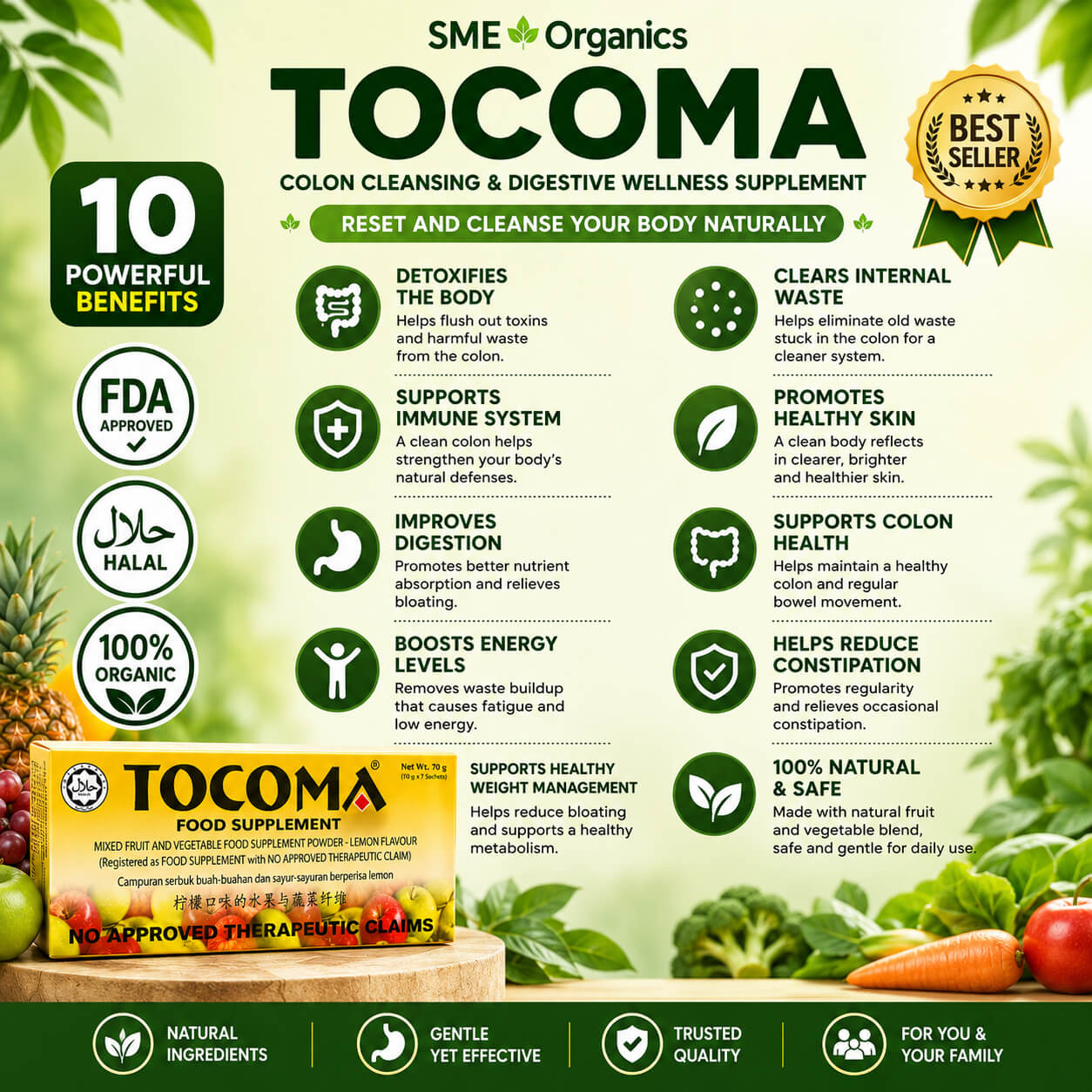 Tocoma food supplement supporting digestive wellness and gut health
